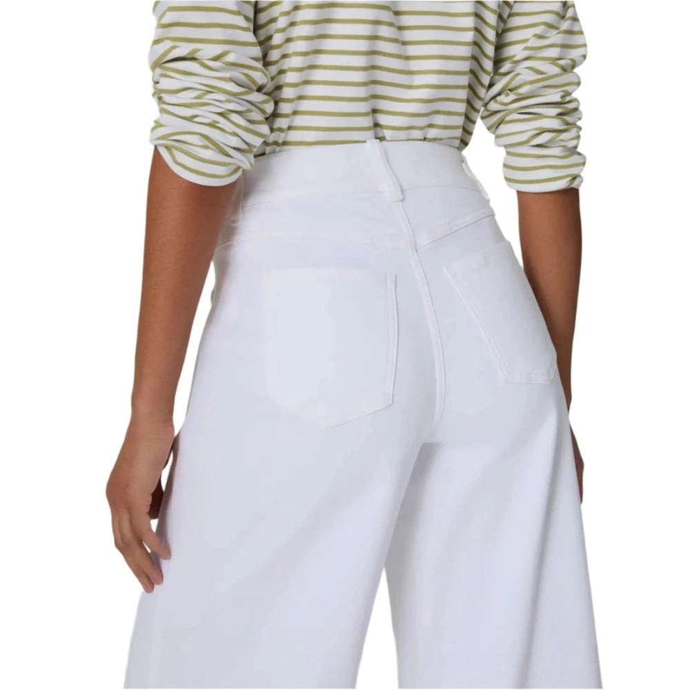 Spanx High Rise Cropped Wide Leg Pull-on Jeans in white Sz L - Picture 3 of 8